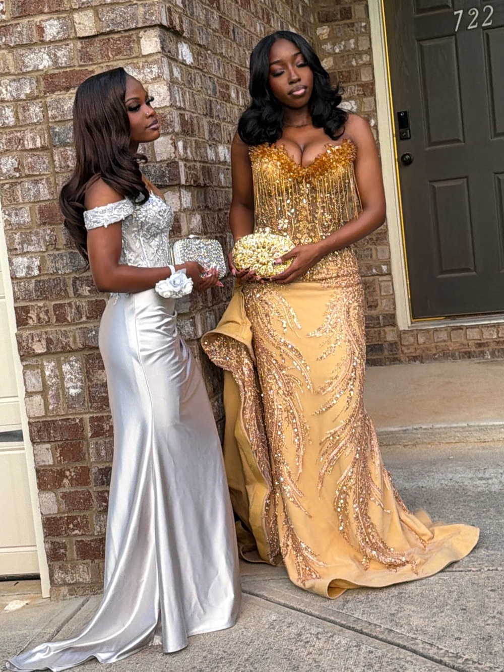 Gold Custom Hand-beaded Prom Dress